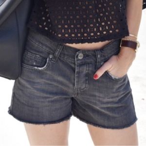 Anine Bing Black Mid Rise Jean Shorts Large